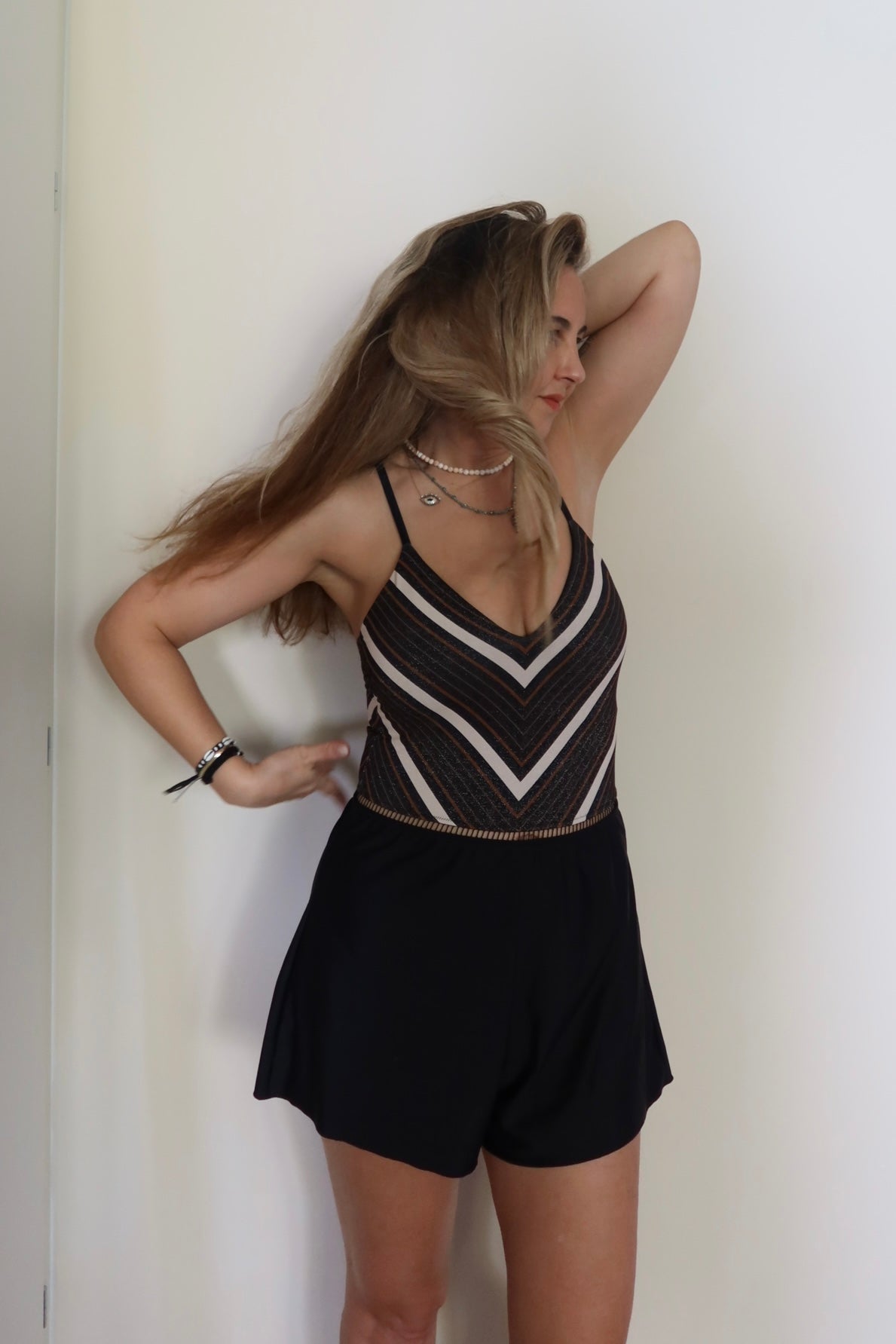 Overall Arava Black Skin Stripes - one piece - BiliBlond Swimwear