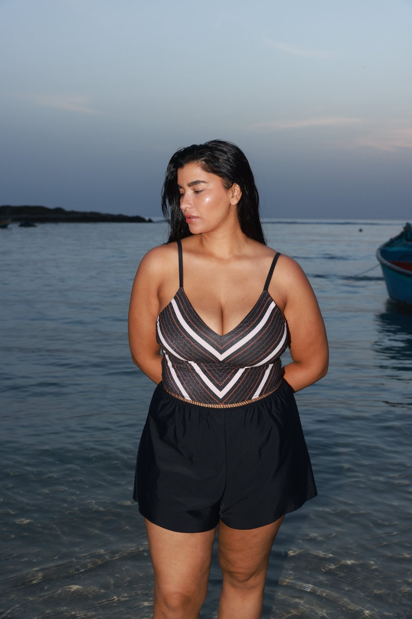 Overall Arava Black Skin Stripes - one piece - BiliBlond Swimwear