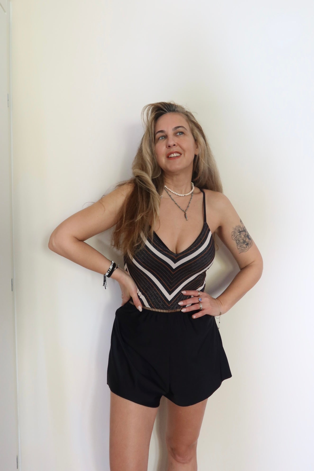 Overall Arava Black Skin Stripes - one piece - BiliBlond Swimwear