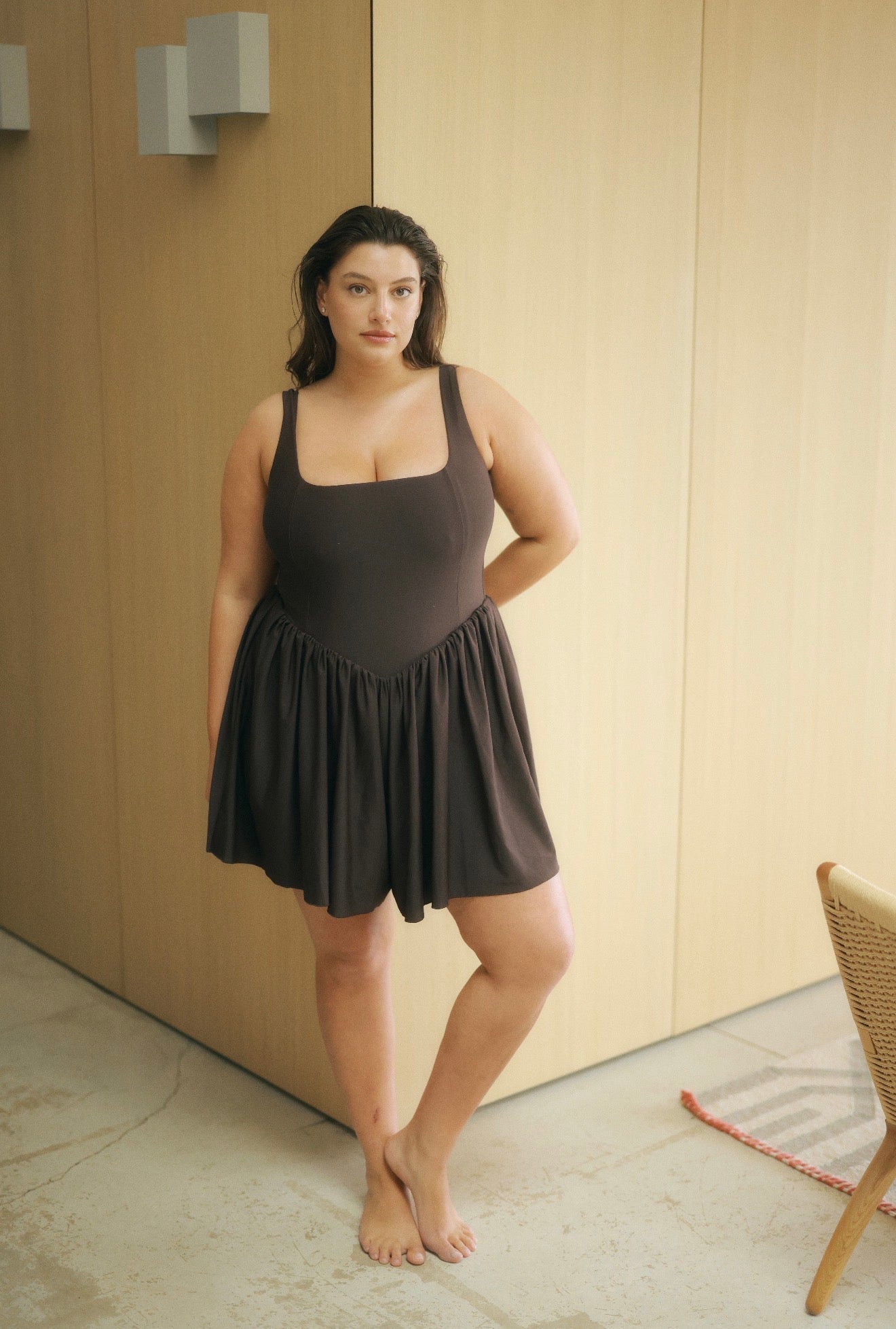 Overall dress to impress Brown - one piece - BiliBlond Swimwear