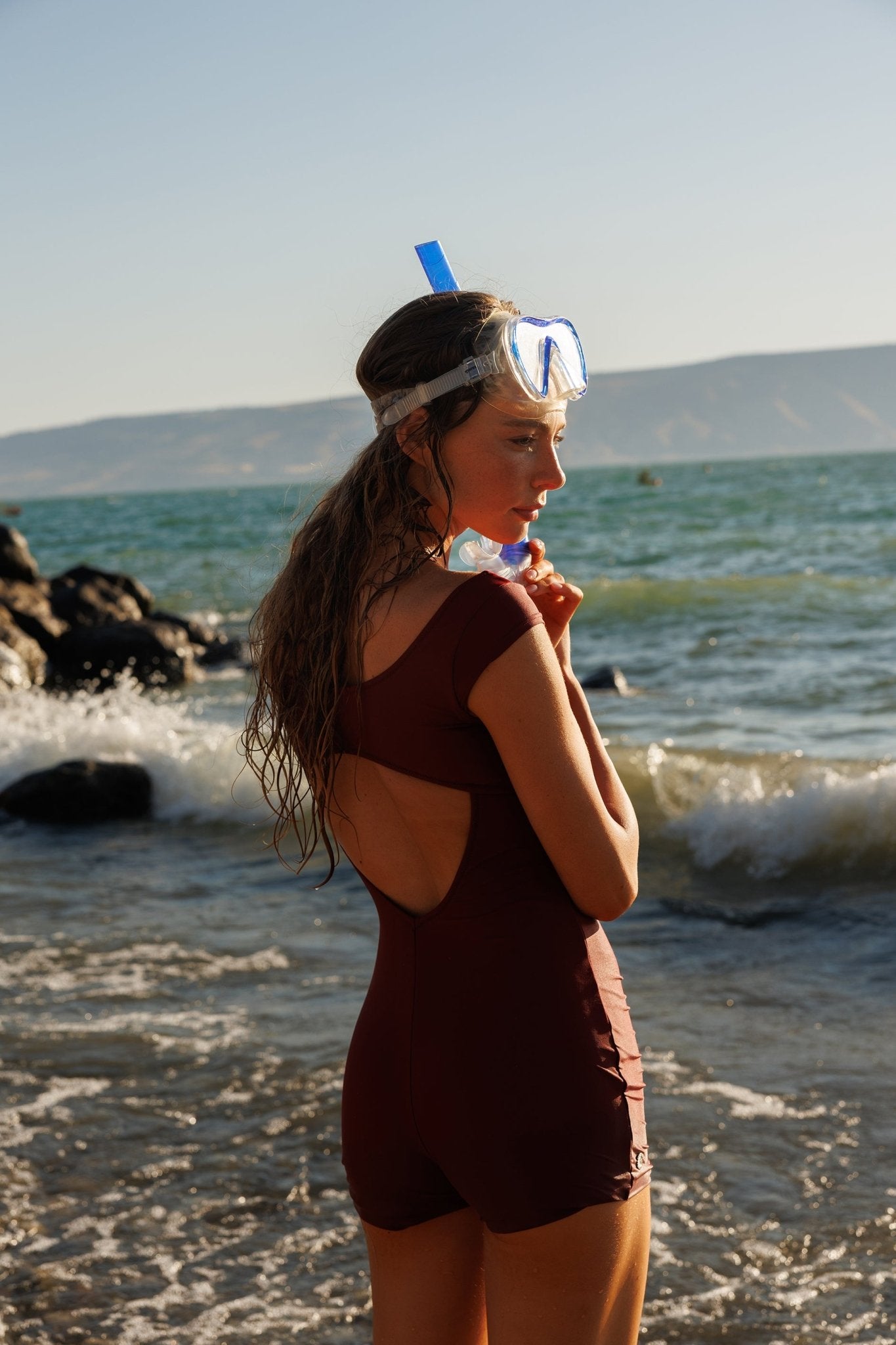 Overall Jordan Maroon - one piece - BiliBlond Swimwear