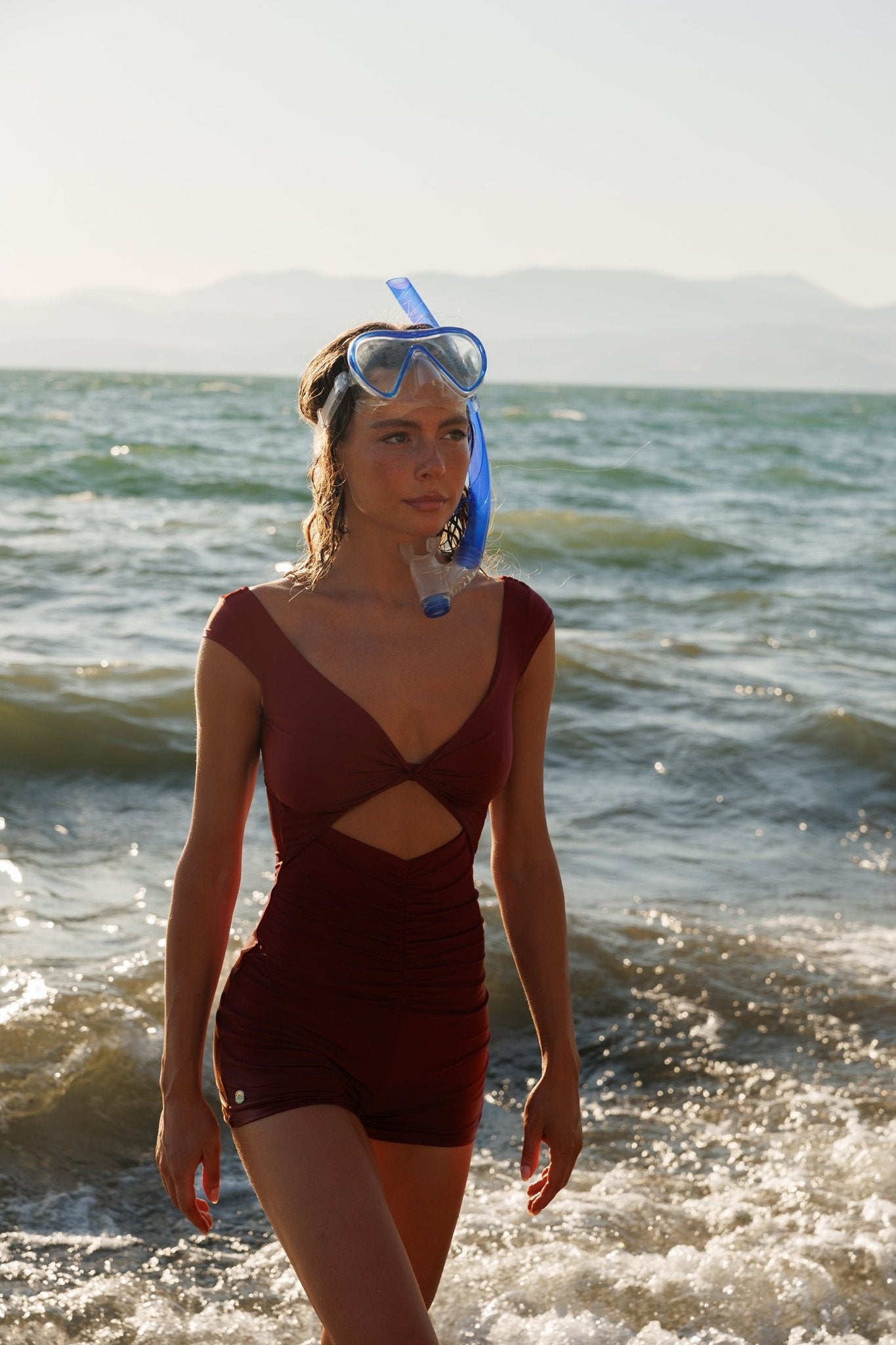 Overall Jordan Maroon - one piece - BiliBlond Swimwear