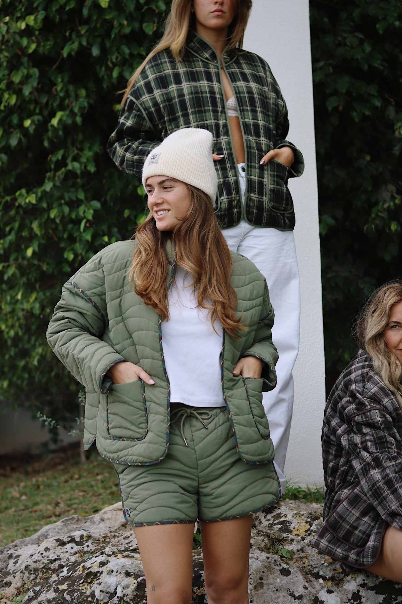 Quilted Short Olive - knit set - BiliBlond Swimwear