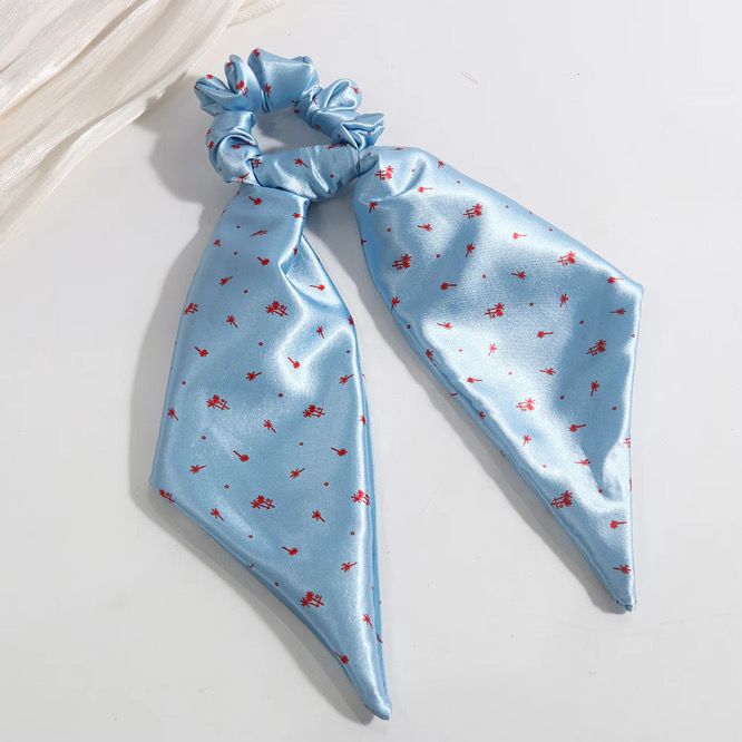 Scrunchie with bow Light Blue - Red - BiliBlond Swimwear