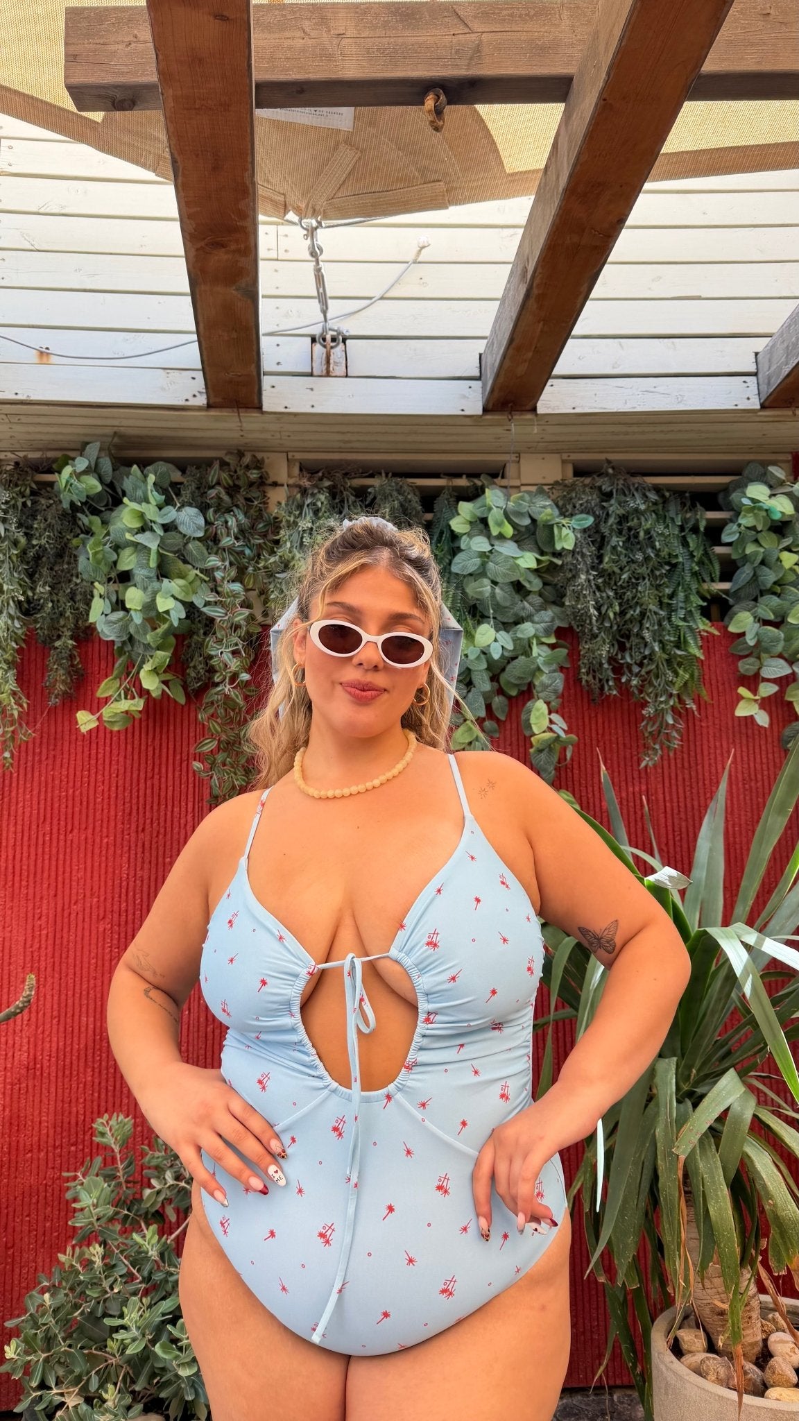 Shavit Light Blue - Red - one piece - BiliBlond Swimwear