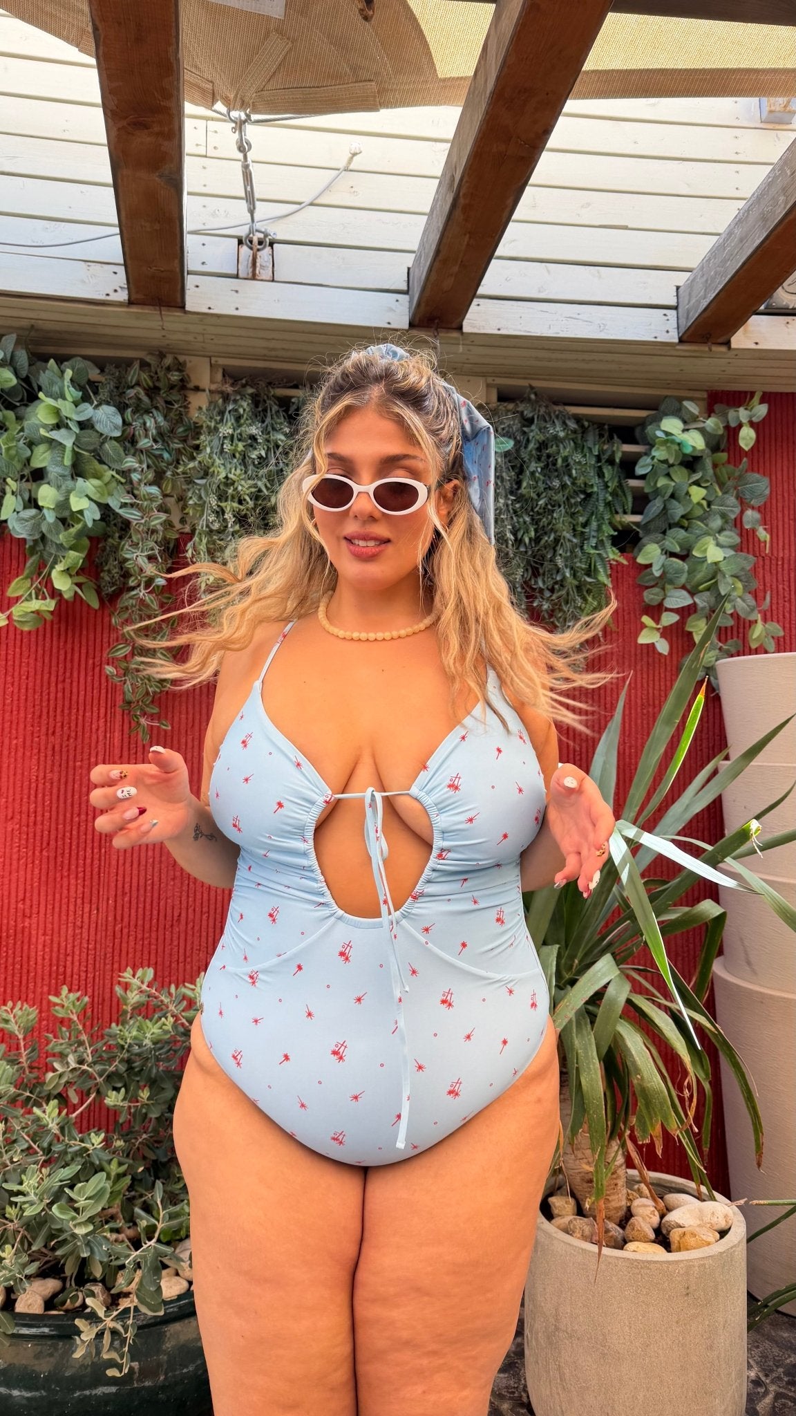 Shavit Light Blue - Red - one piece - BiliBlond Swimwear