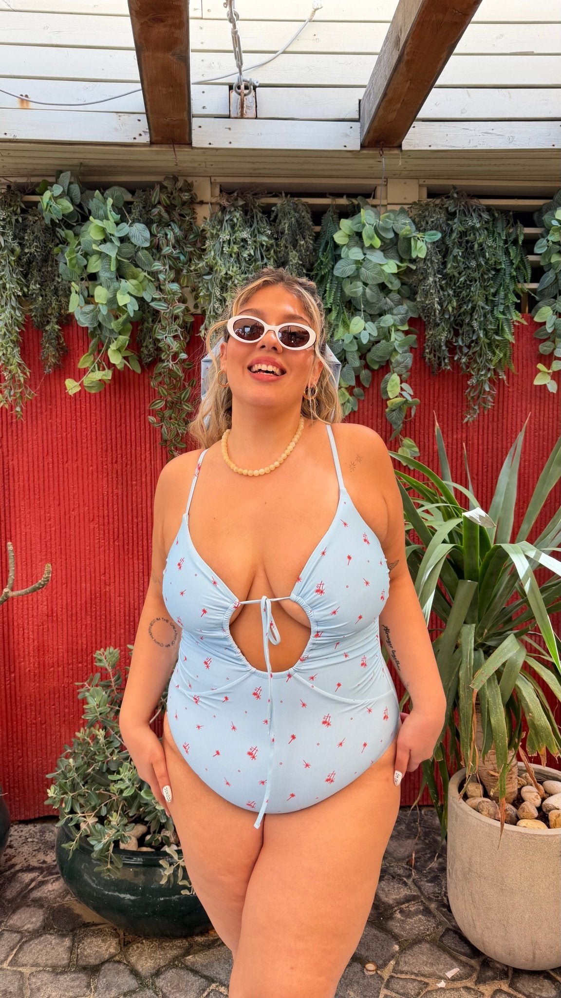Shavit Light Blue - Red - one piece - BiliBlond Swimwear