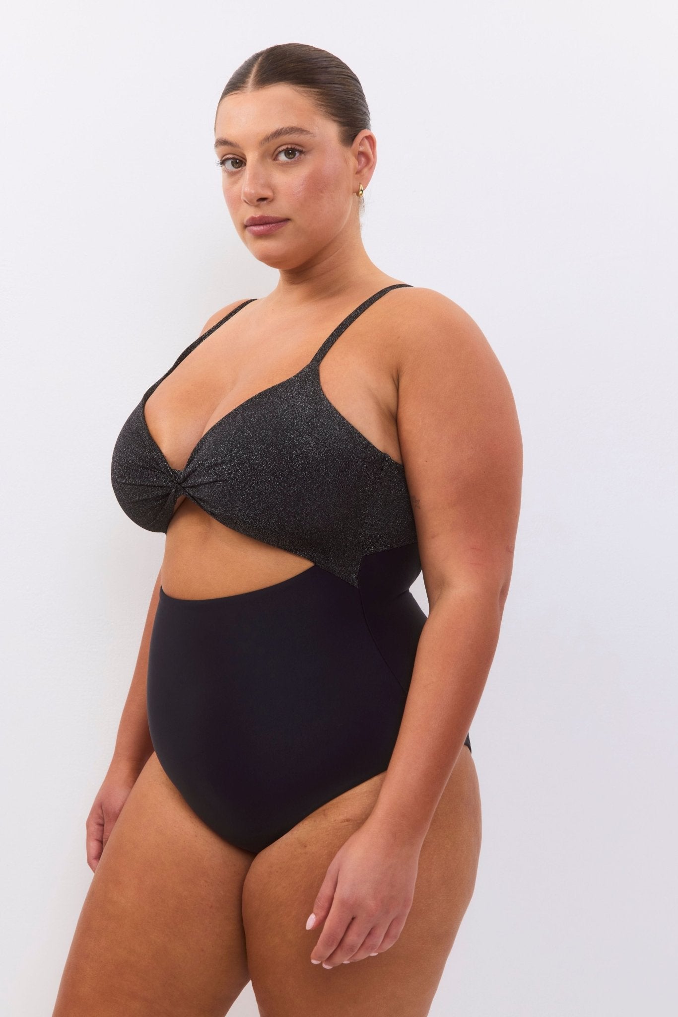 Silver Mist Black Lurex - one piece - BiliBlond Swimwear