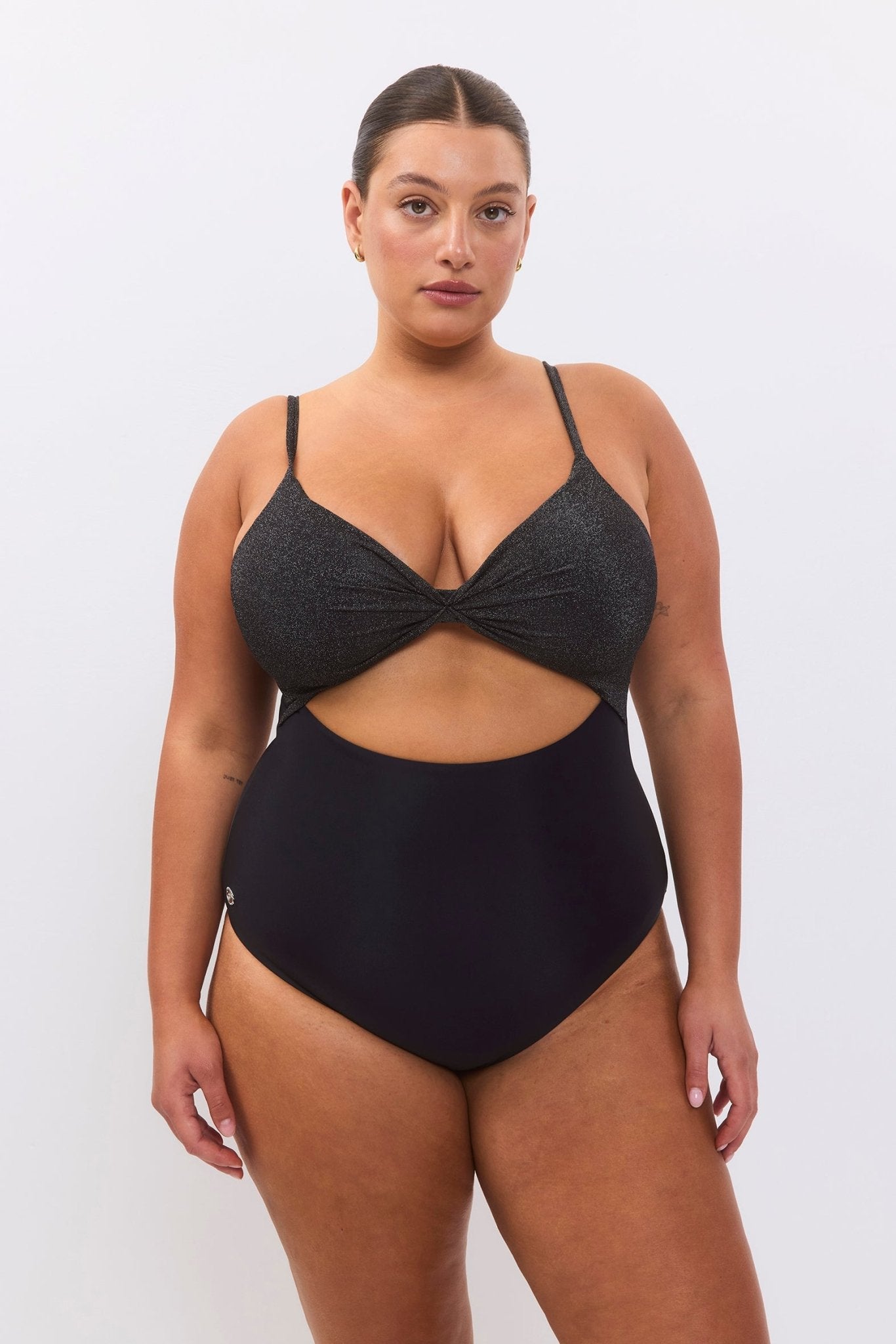 Silver Mist Black Lurex - one piece - BiliBlond Swimwear