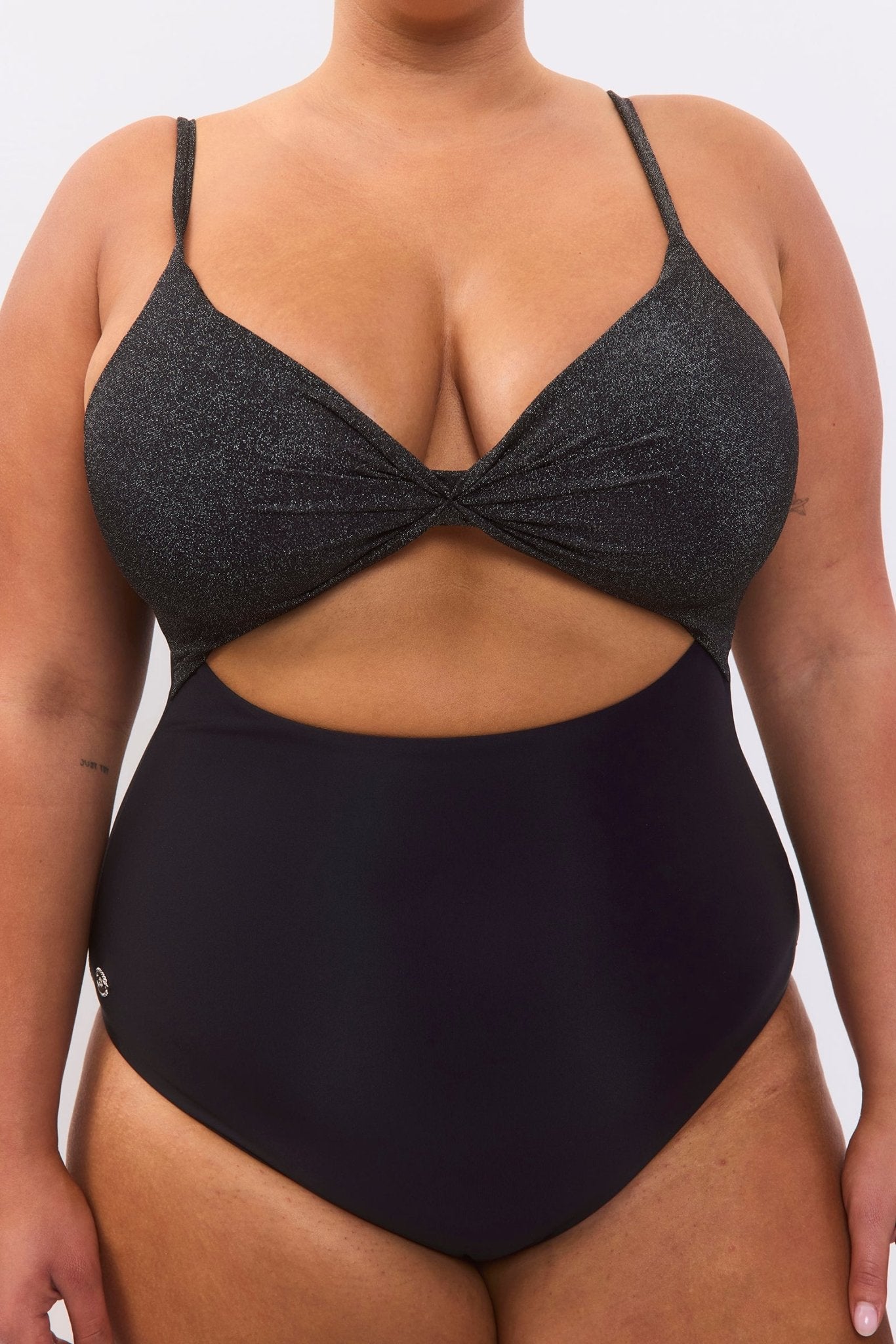 Silver Mist Black Lurex - one piece - BiliBlond Swimwear