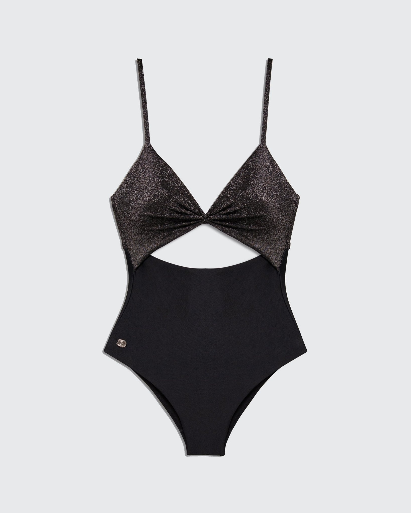 Silver Mist Black Lurex - one piece - BiliBlond Swimwear