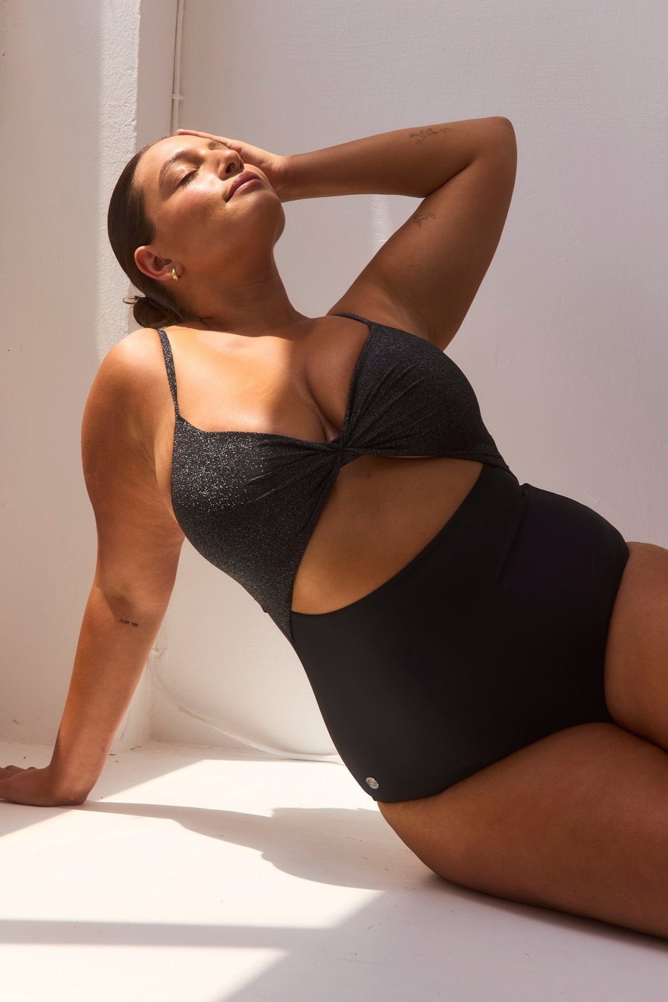 Silver Mist Black Lurex - one piece - BiliBlond Swimwear