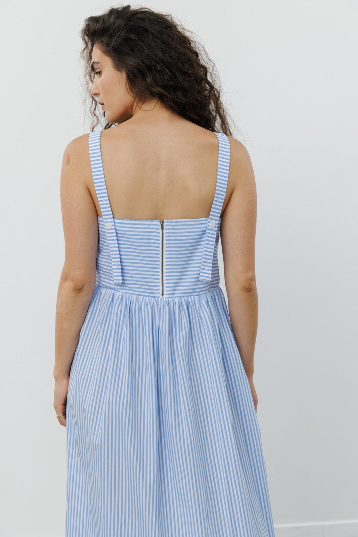 SUN Dress Light blue stripes - gallabia - BiliBlond Swimwear