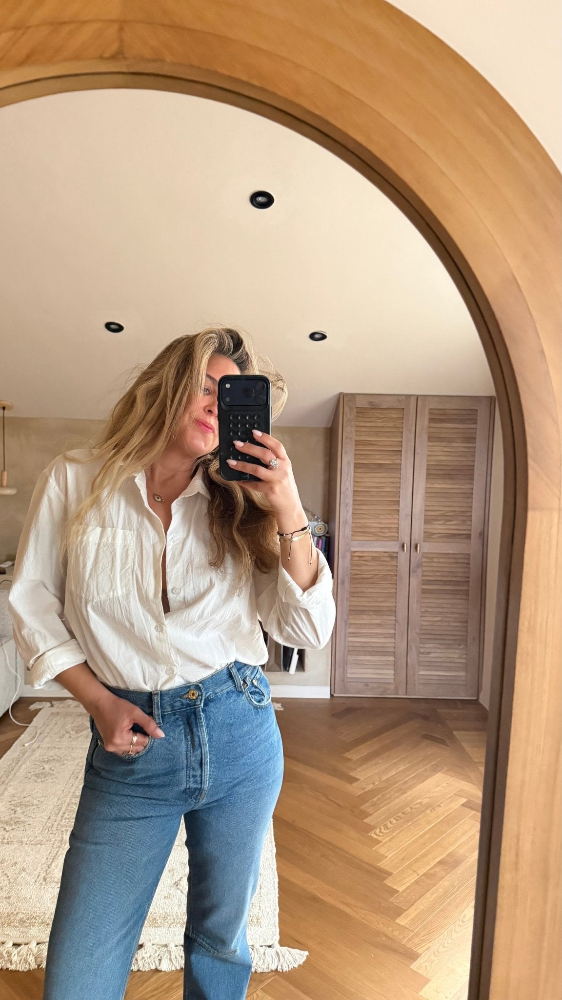 White Button - down shirt - gallabia - BiliBlond Swimwear