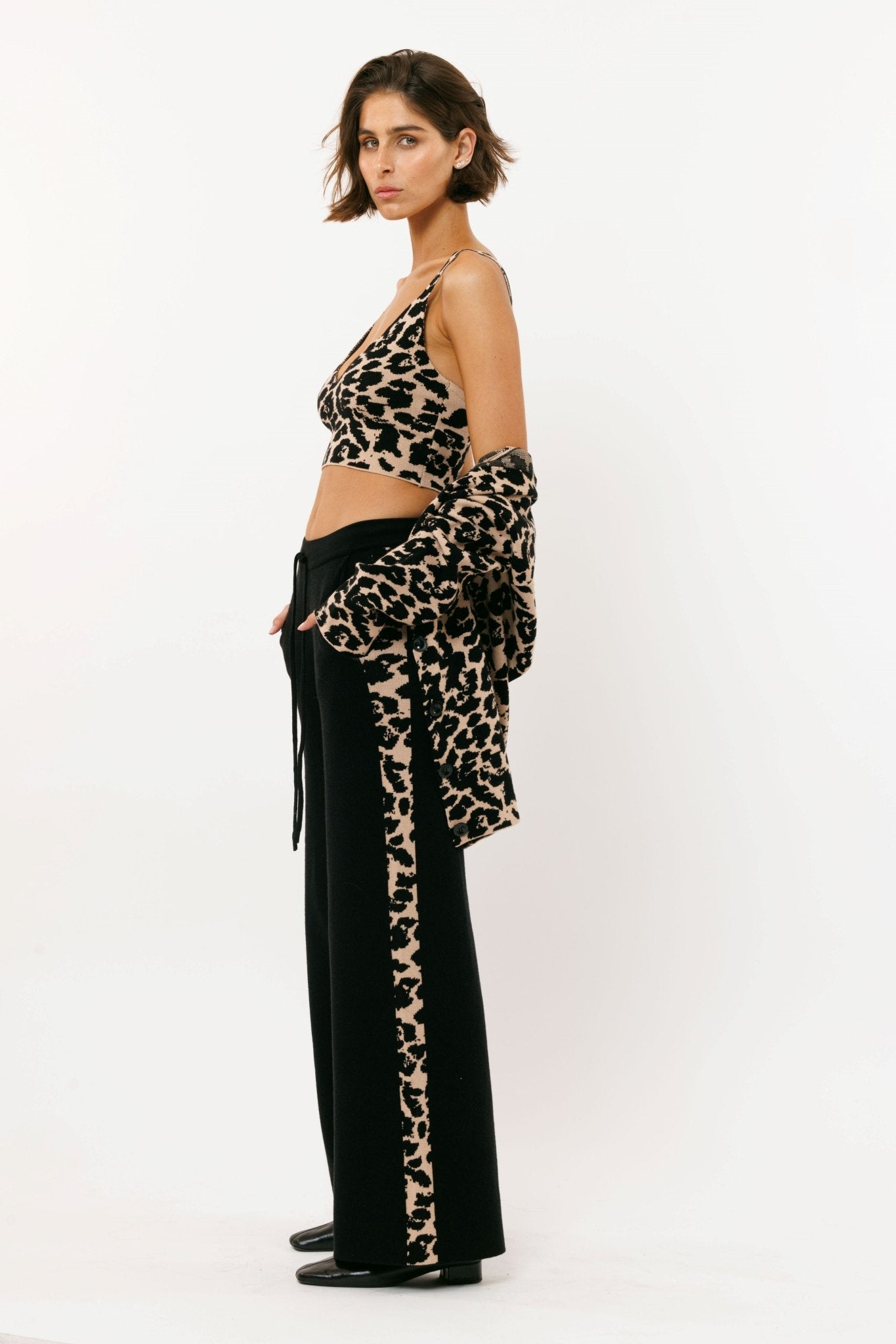 Wide Leg Leopard Pant - knit set - BiliBlond Swimwear