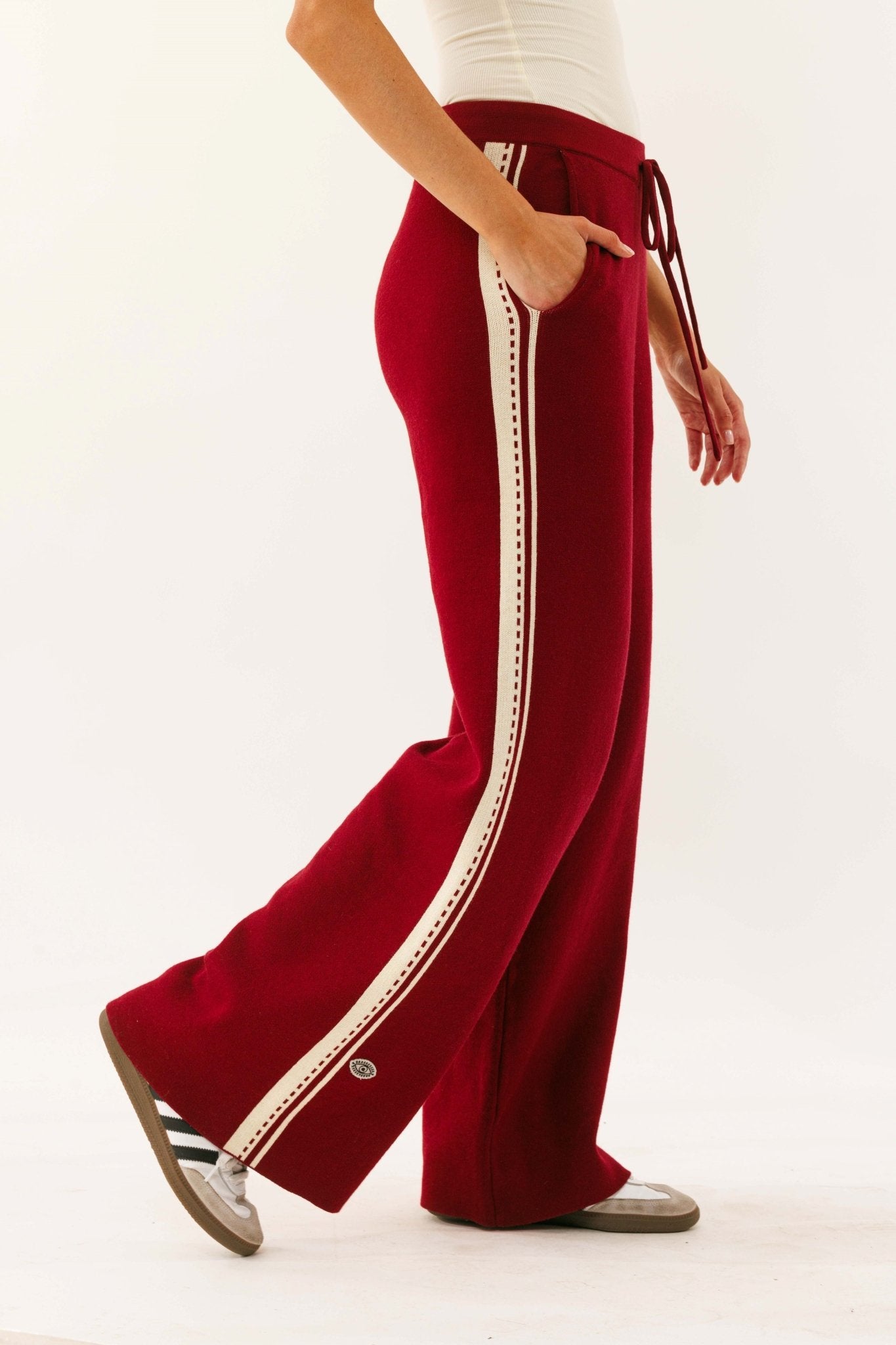 Wide Leg Maroon Pant - knit set - BiliBlond Swimwear