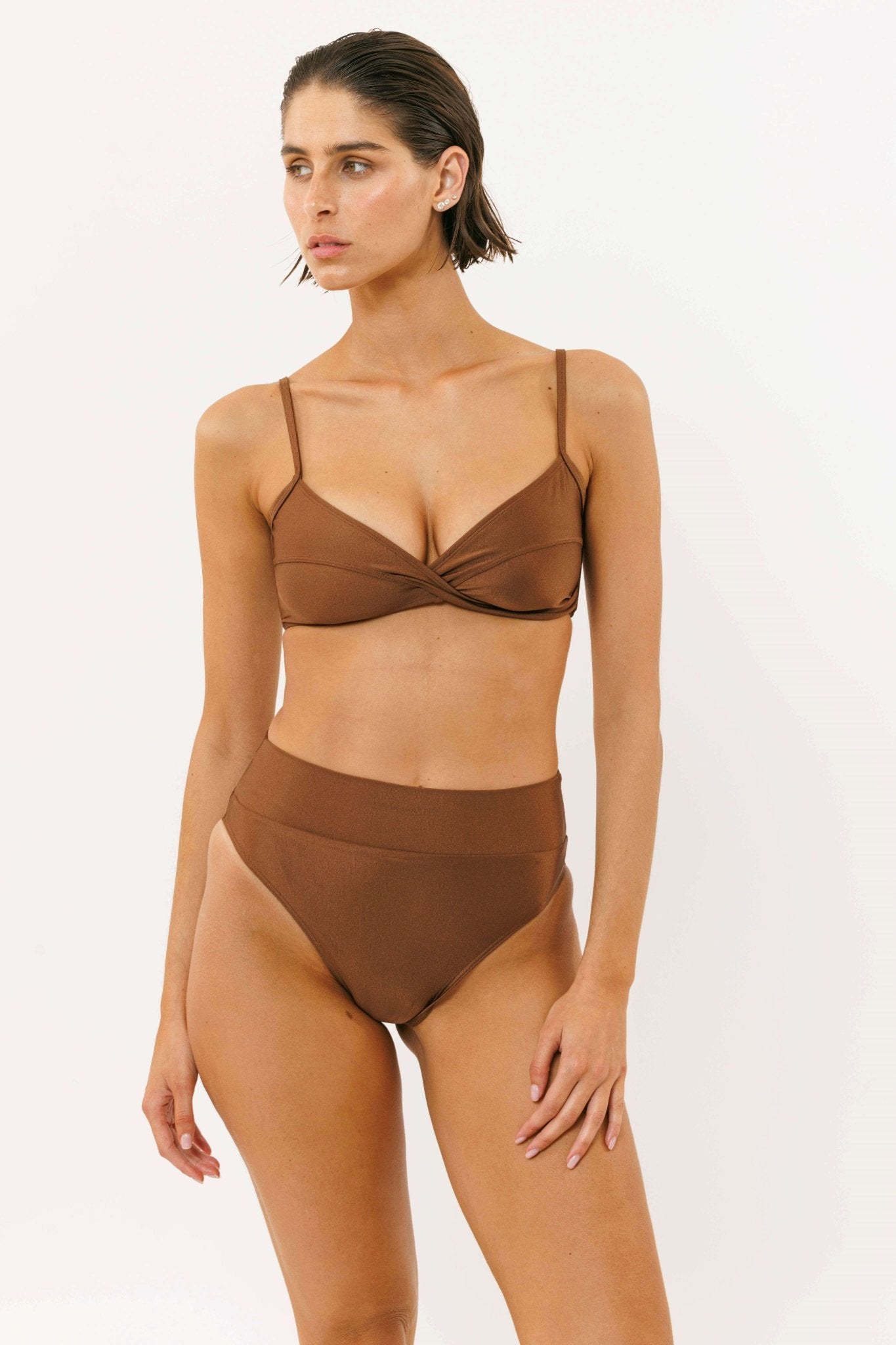 Wrap Top Brown - BIKINI - BiliBlond Swimwear