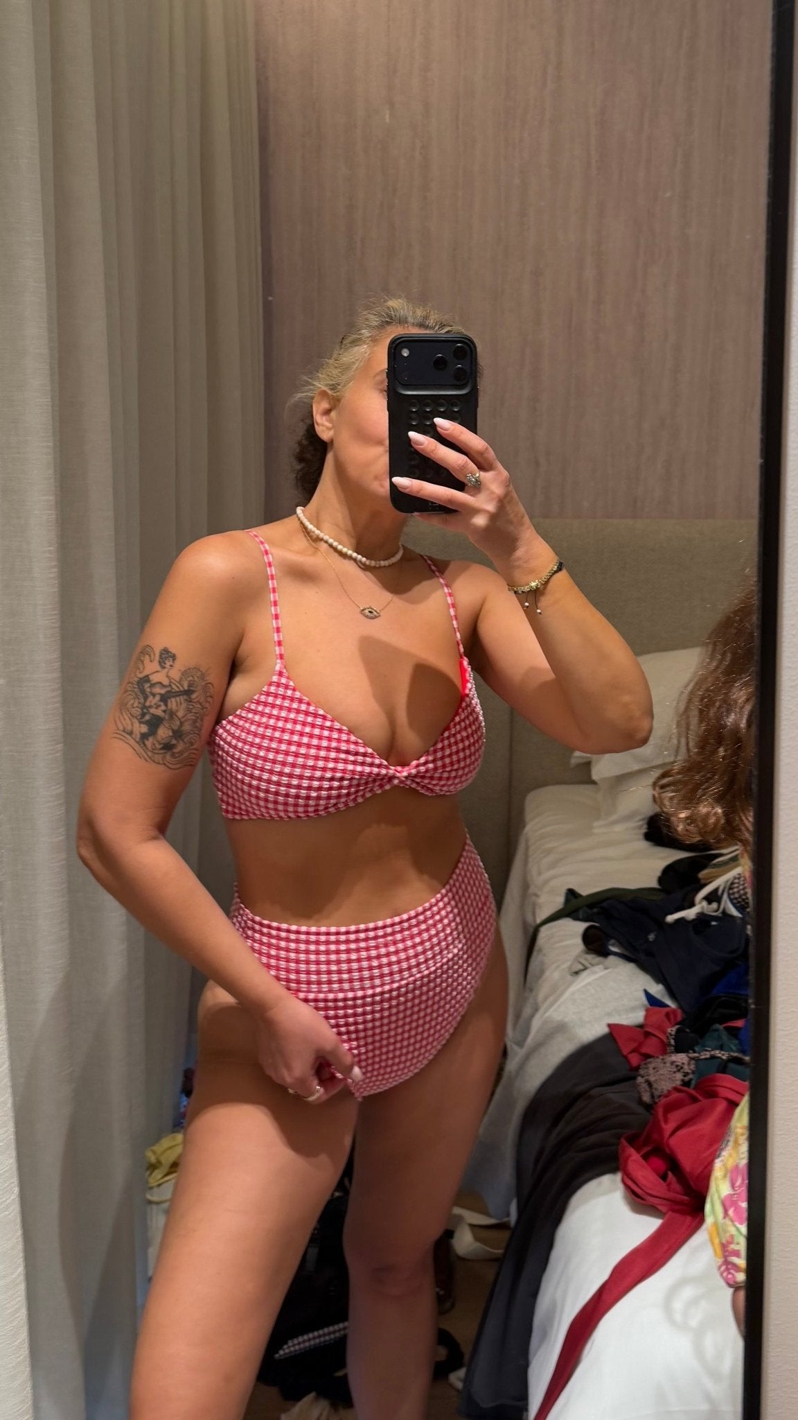 Yumi Bottom Red Plaid - BIKINI - BiliBlond Swimwear