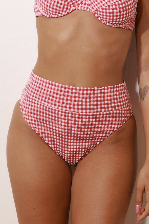 Yumi Bottom Red Plaid - BIKINI -BiliBlond Swimwear