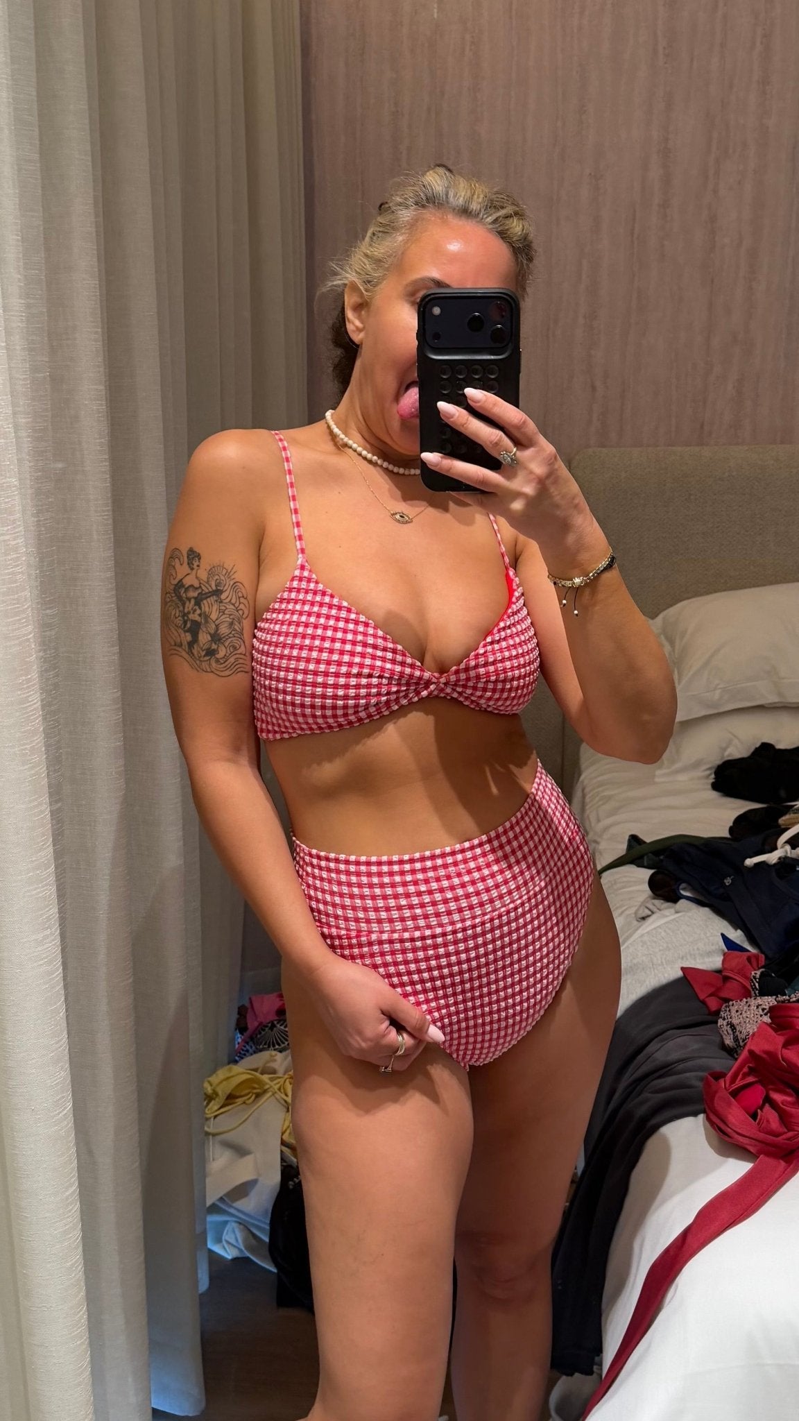 Yumi Bottom Red Plaid - BIKINI - BiliBlond Swimwear