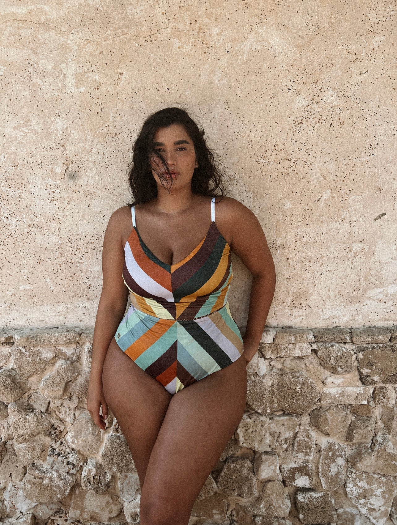 Arava 70S stripes - Colorful one piece - Plus size swimsuit