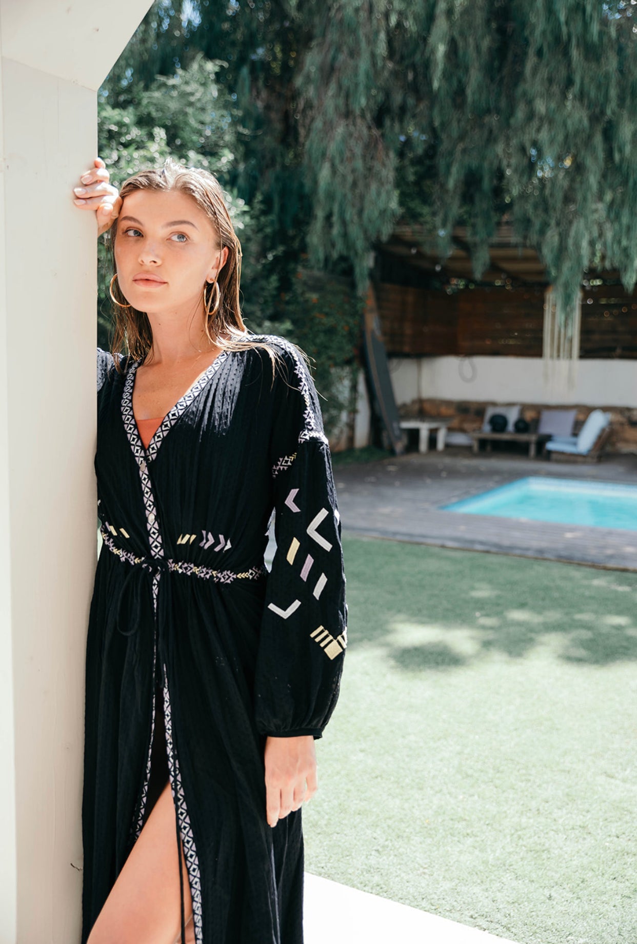 Black Embroider Bili Kaftan - gallabia -BiliBlond LTD