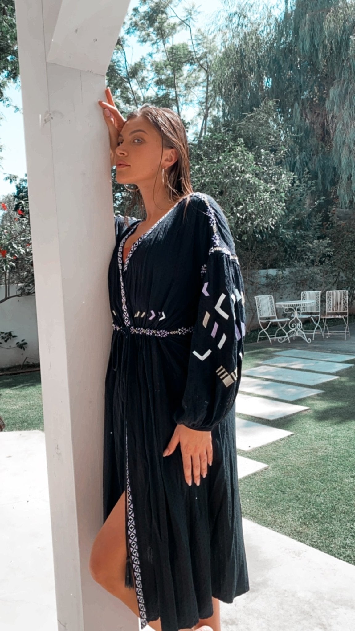 Black Embroider Bili Kaftan - gallabia -BiliBlond LTD