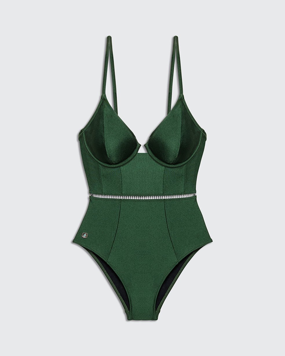 Dani cups Forest Green - one piece -BiliBlond Swimwear