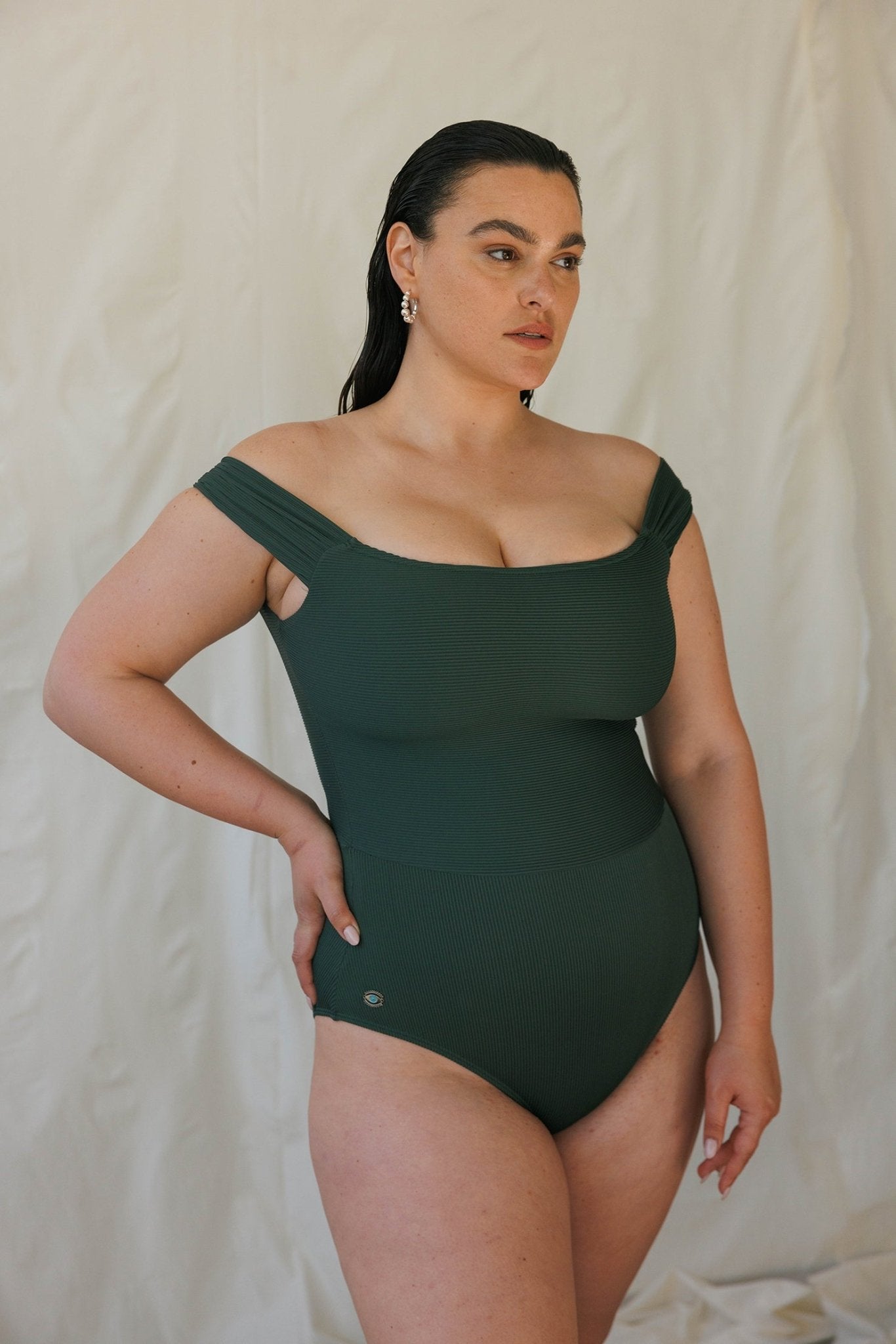 Elizabeth Olive rib - one piece -BiliBlond Swimwear