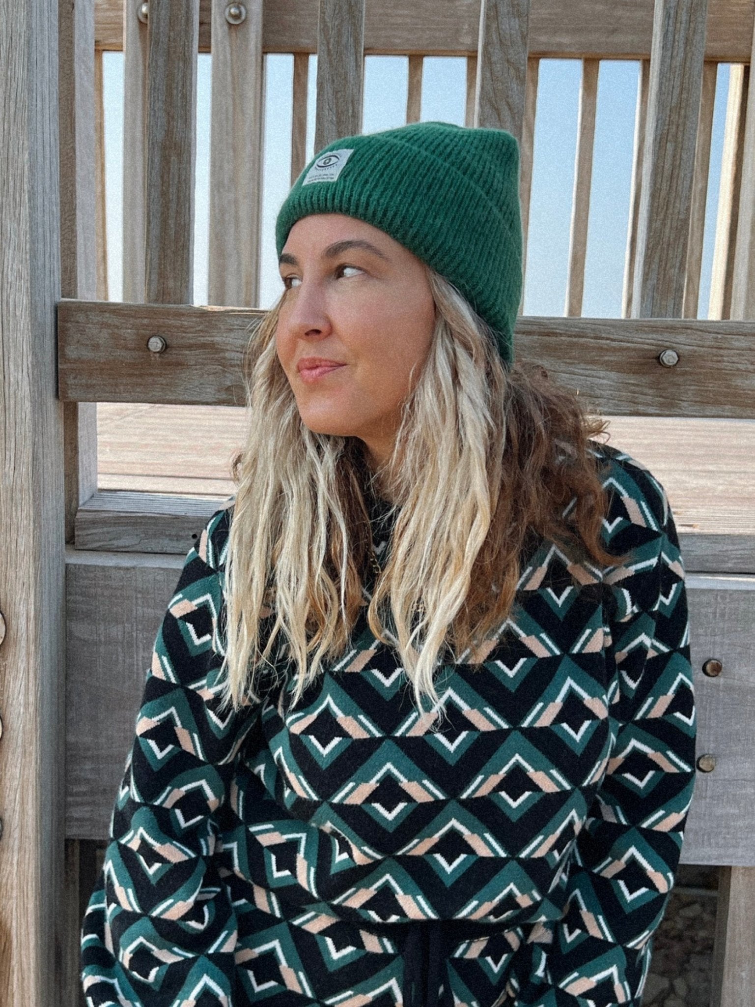 KNITTED GREEN HAT - knit set -BiliBlond LTD