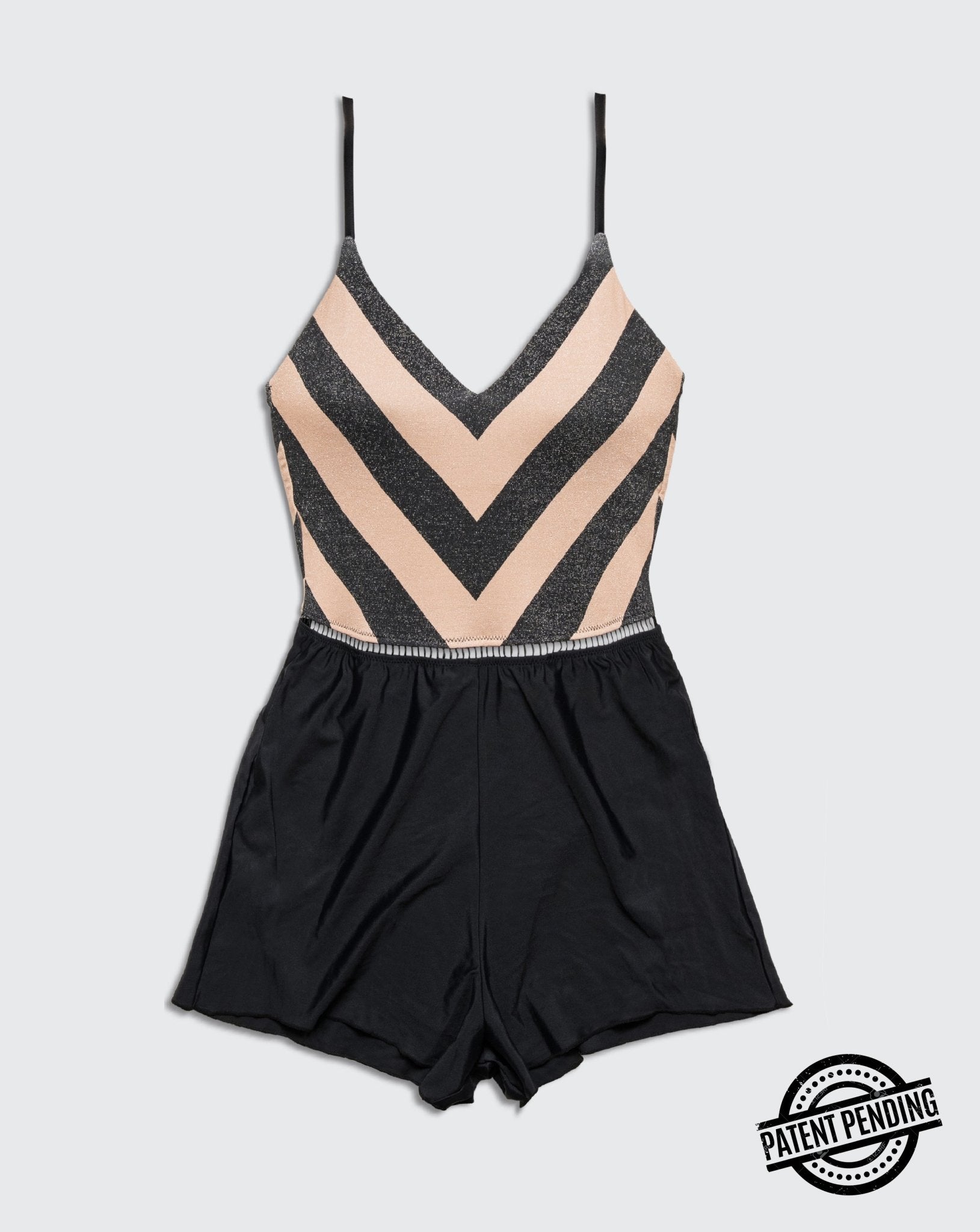 OVERALL ARAVA BLACK NUDE STRIPES - one piece -BiliBlond Swimwear