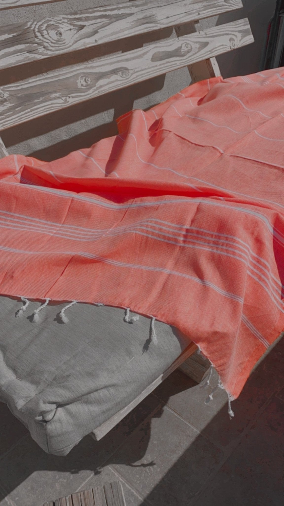 The coral Stripes beach towel - jewelry -BiliBlond LTD